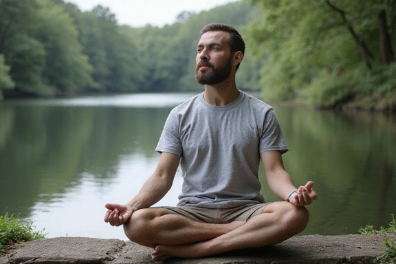 Hombre meditando en un entorno natural tranquilo